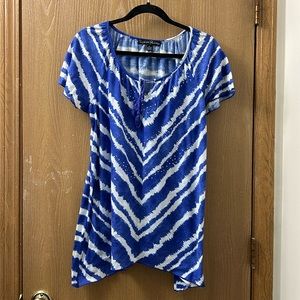 French Laundry Blue and White Short Sleeve Top